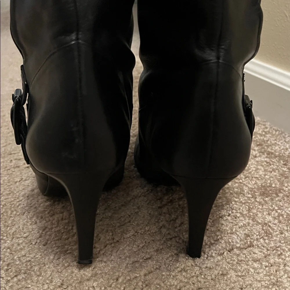 Black Over-the-Knee Women's Guess Soft Leather Heeled Boots Size 9 1/2M